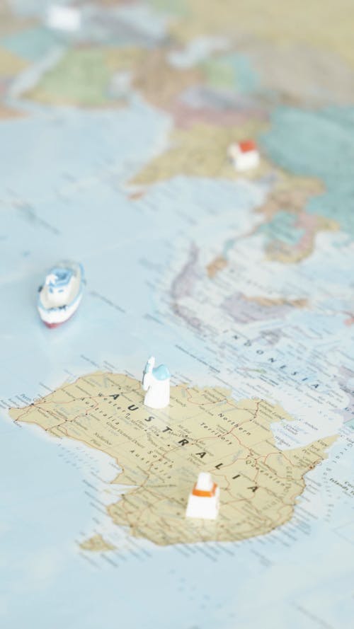 Close Up of Miniature Items on a Map