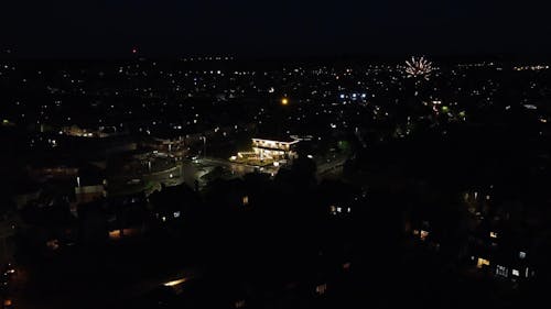 Drone Footage of Fireworks at Night