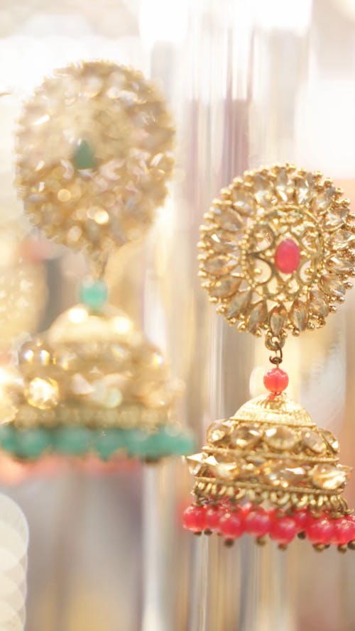 Close up of Earrings on a Rotating Display