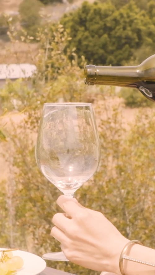 Person Pouring Wine in a Wine Glass