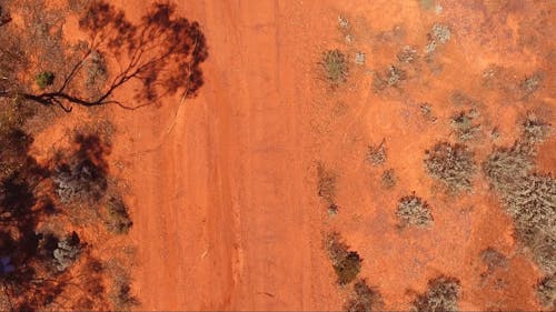 Aerial Footage of an Unpaved Road in the Desert