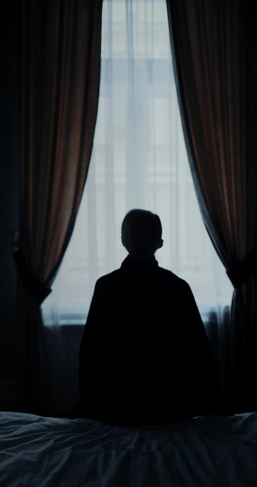 Silhouette of a Woman Standing Beside the Window