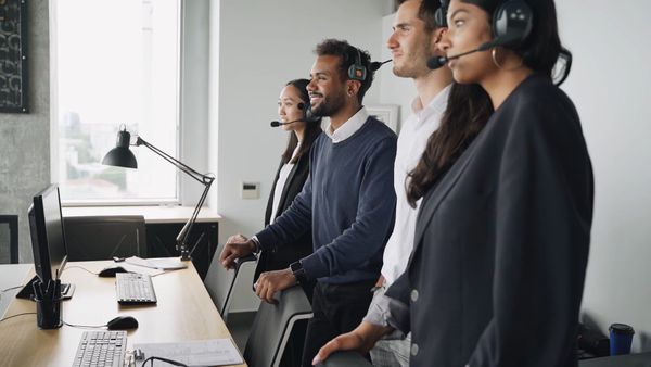 Call Center Agents Standing While Taking Calls Free Stock Video Footage ...