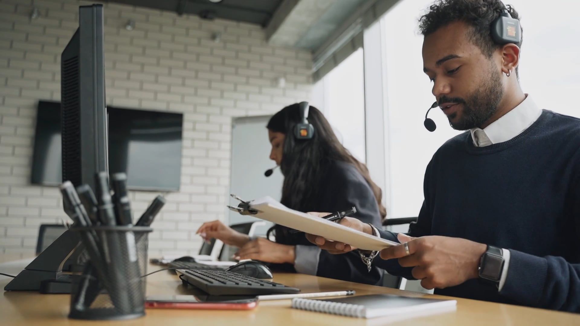 A Call Center Agents Talking to their Clients Free Stock Video Footage ...