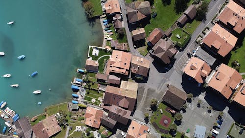 Birds Eye View of a Lakeside in Switzerland