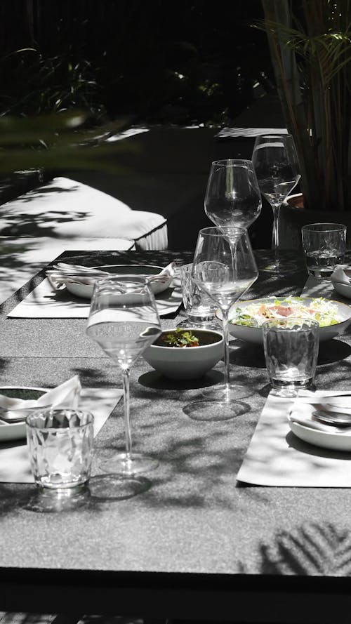Outdoor Table Setting At Daylight
