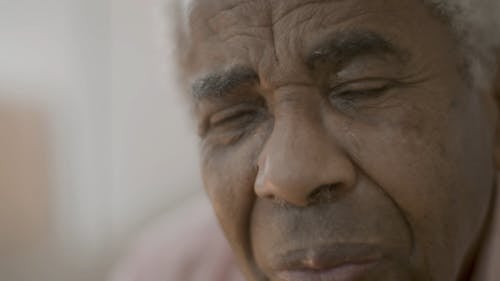 Close Up Video of an Elderly Man Crying