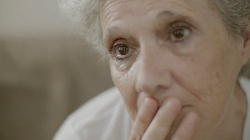 Close Up Video of a Sad Elderly Woman