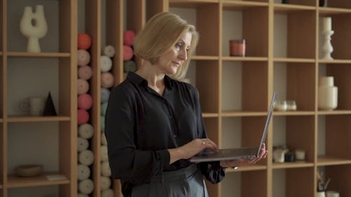 A Businesswoman Using a Laptop