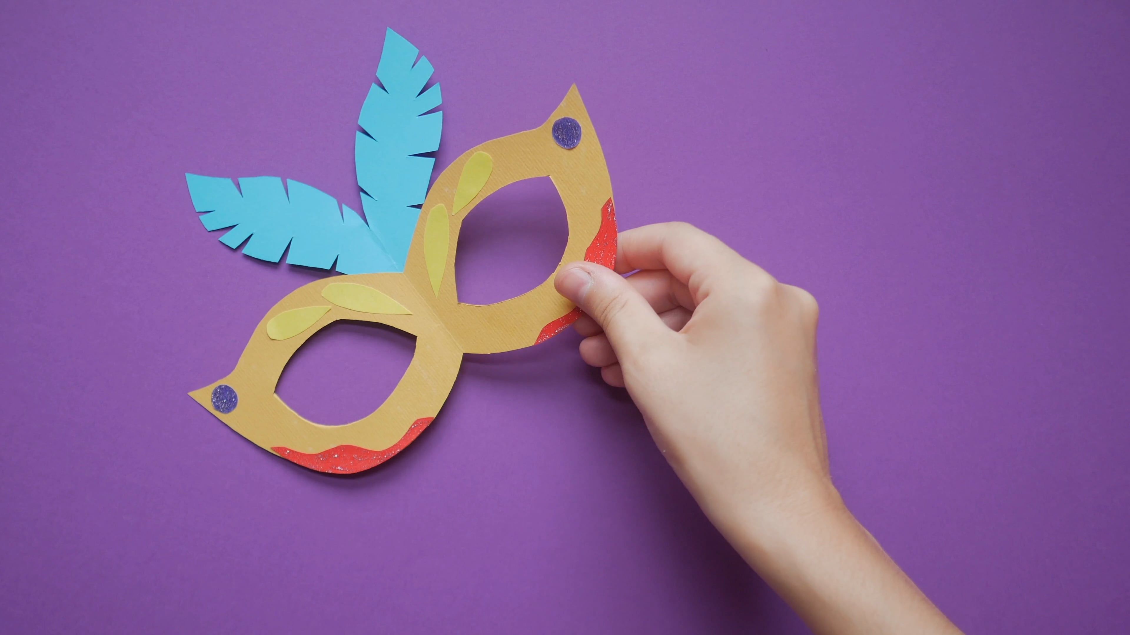 Masquerade Mask Made of Colored Paper Cutout Free Stock Video Footage ...