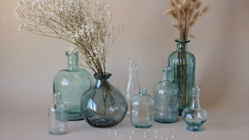 A Glass Items with Dried Flowers Inside