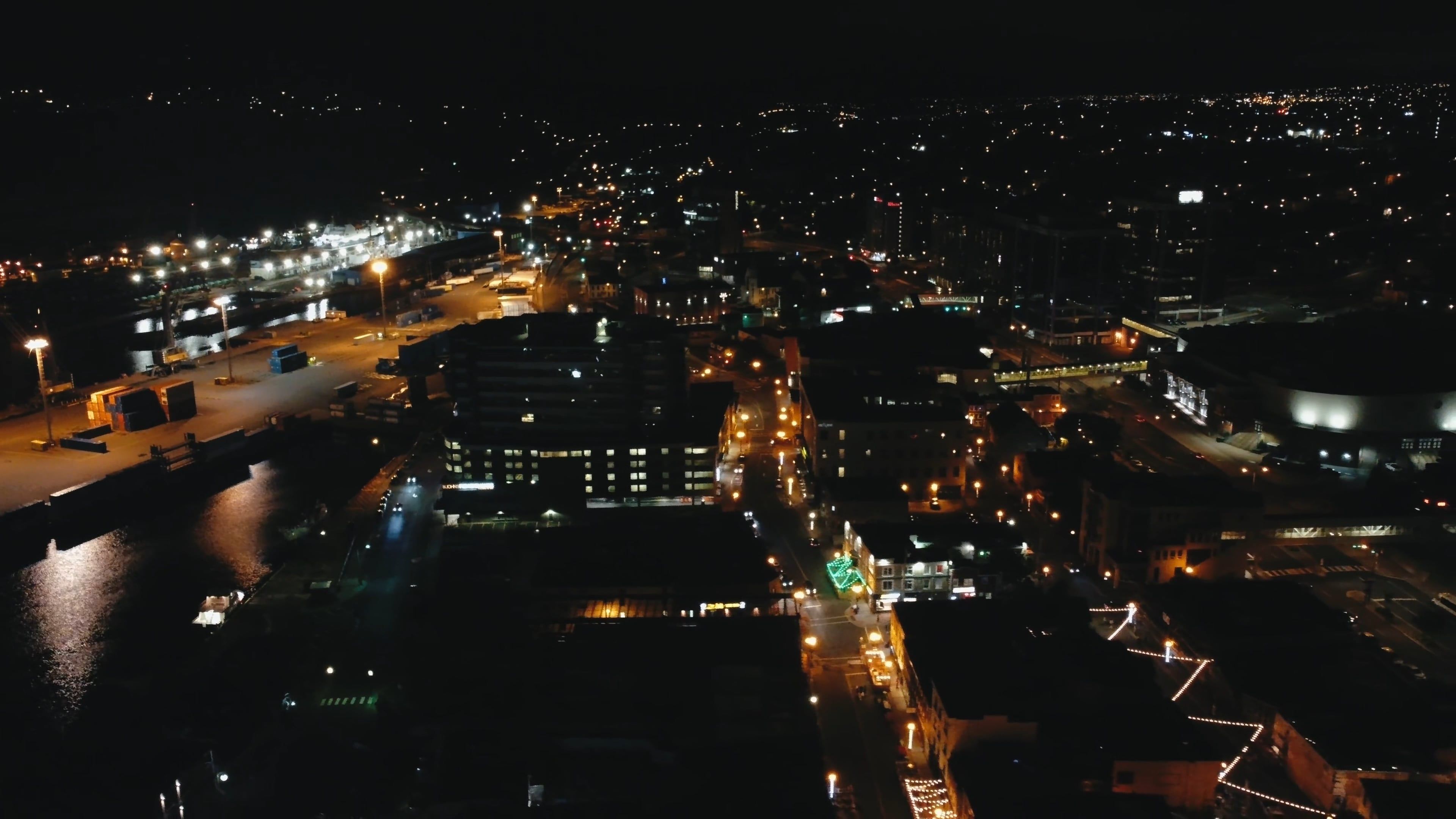 Aerial View of the City at Night Free Stock Video Footage, Royalty-Free ...