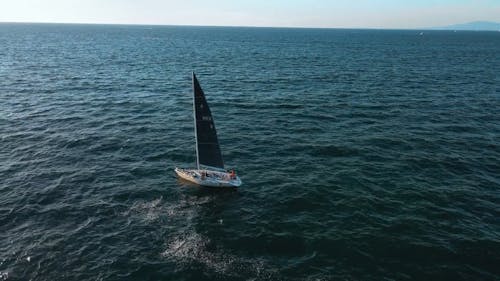 Aerial Footage of a Sailing Boat