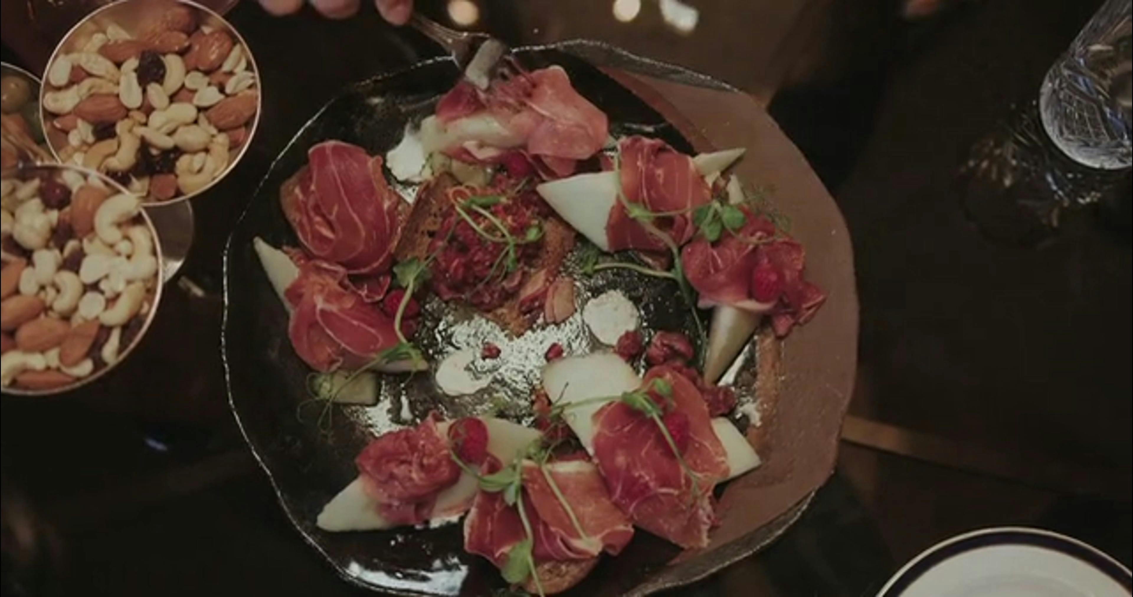 Food Platter of Bacon Served at the Table · Free Stock Video