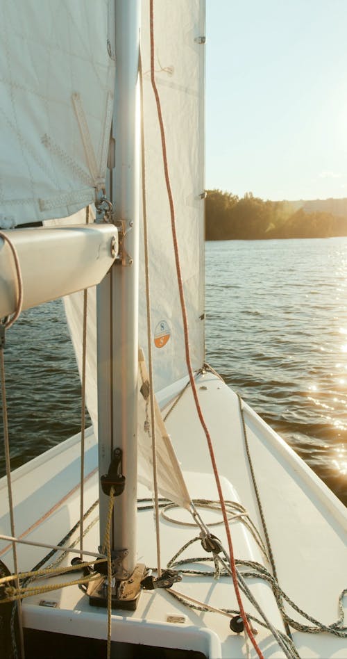 A Sailing Boat Traveling on the Sea