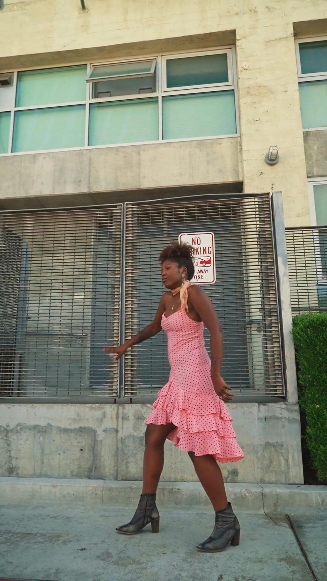 Woman Dancing on the Sidewalk · Free Stock Video