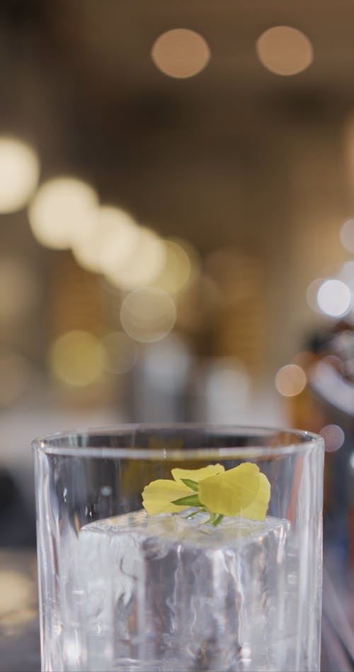 Person Mixing the Glass with Ice