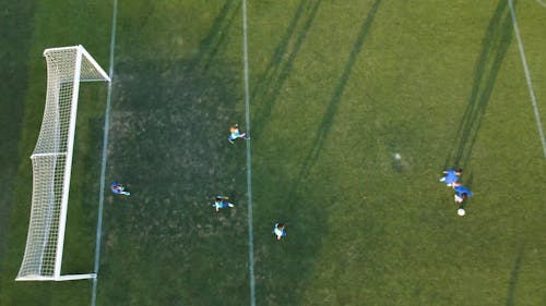 Drone Footage of a Children Playing Soccer