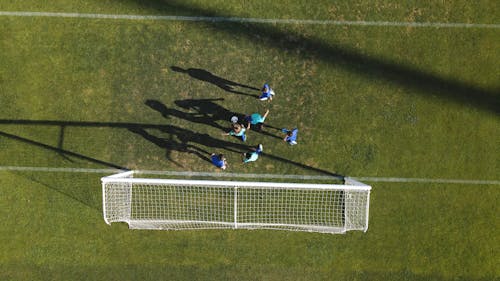 Drone Footage of Young Boys Playing Soccer