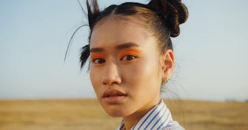 Close-Up Video of a Woman with Eye Makeup