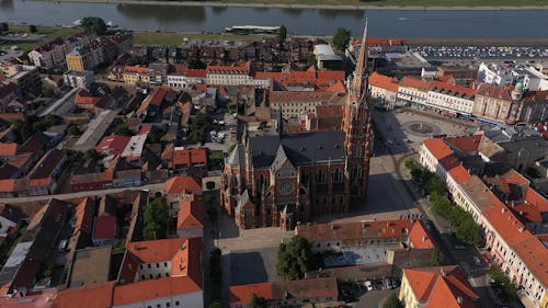 Drone Footage of a Co-cathedral in Osijek