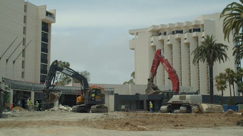 Time Lapse Footage of Excavators in a Construction Site