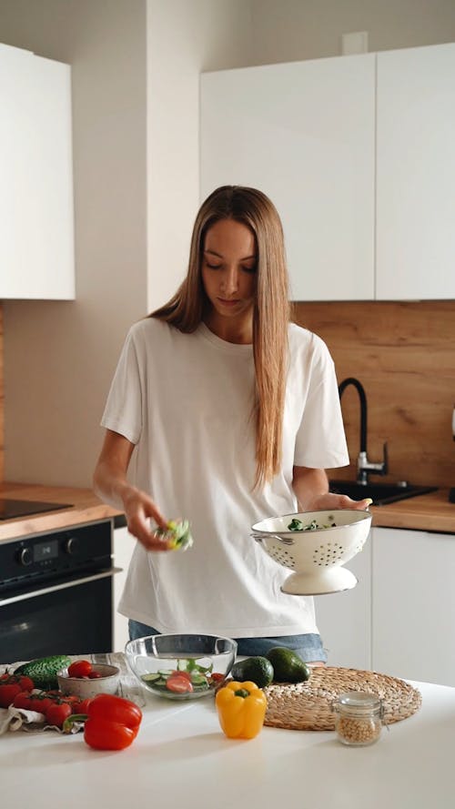 Woman Preparing Food at Home