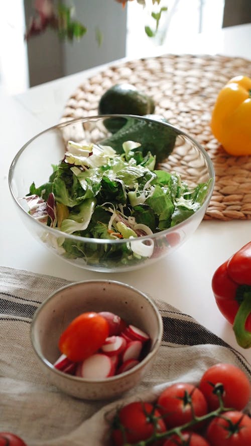 Close Up Video of a Person Making Salad