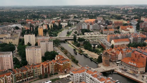 Aerial Video of Gdansk City in Poland