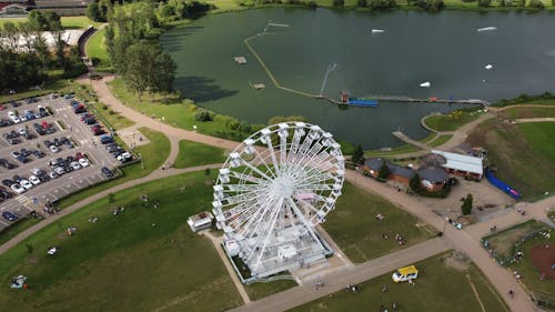 Aerial Footage of a Ferris Wheel