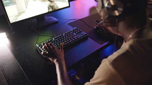 Man Playing Games in Computer