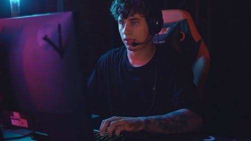 Man Playing Games in Computer