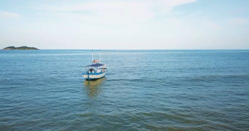 Aerial Footage of Boat on the Sea