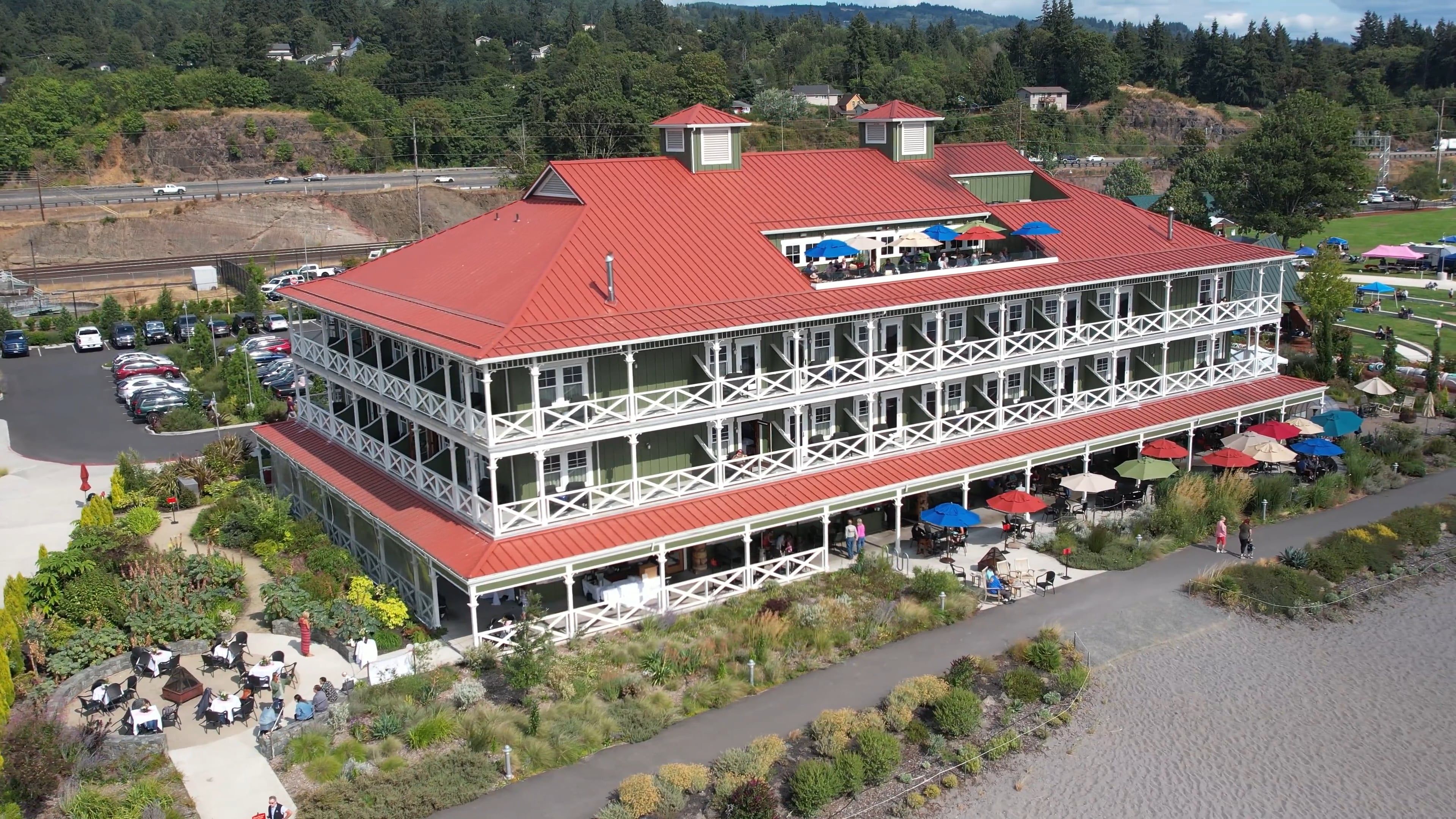 McMenamins Kalama Harbor Lodge in Washington Free Stock Video Footage