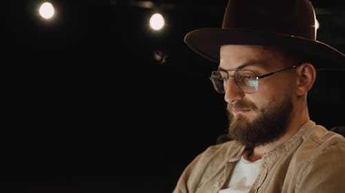 Close Up Video of Man Wearing a Hat