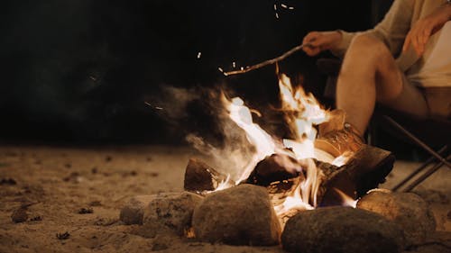 A Person Doing Bonfire at Night