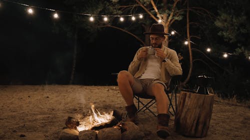 A Man Drinking a Hot Beverage