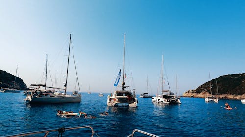 Watercrafts Anchored at Sea