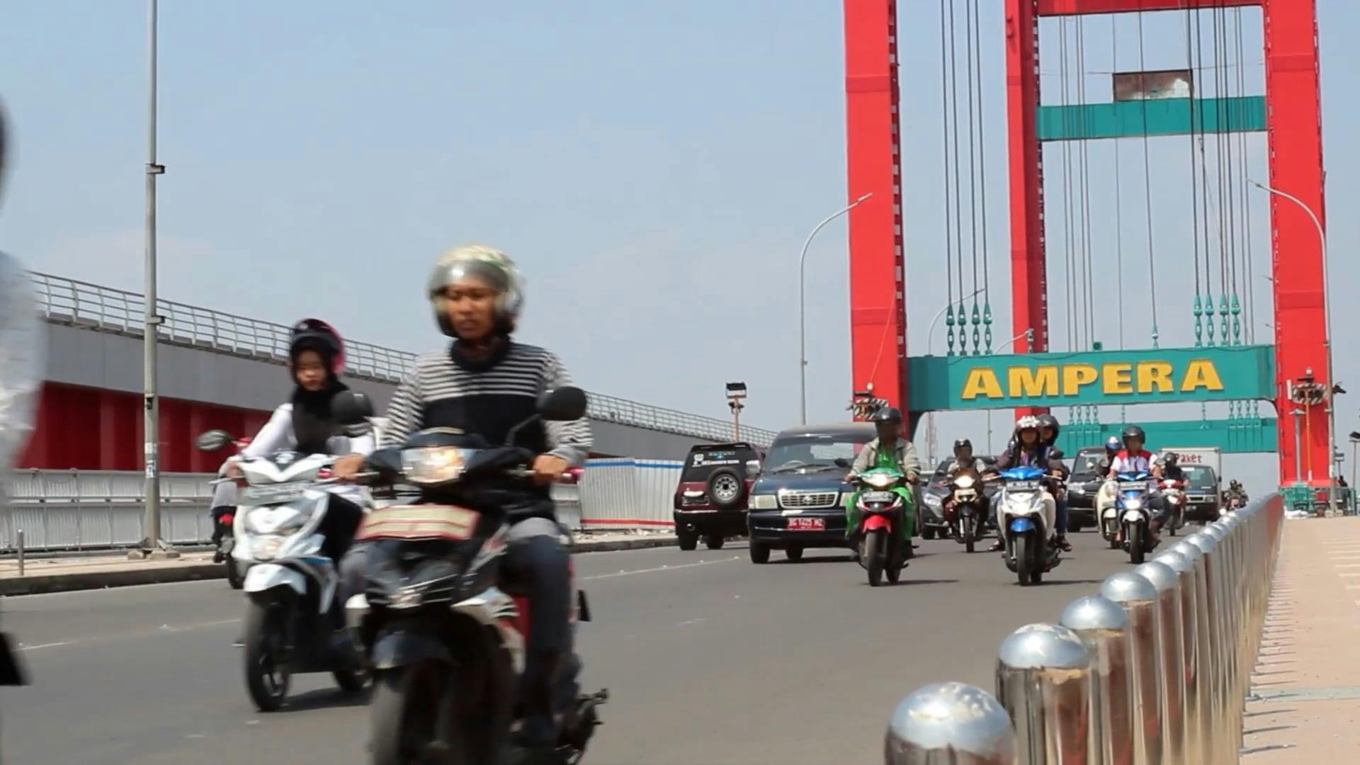 Modern CableStayed Bridge with Busy Traffic Free Stock Video Footage