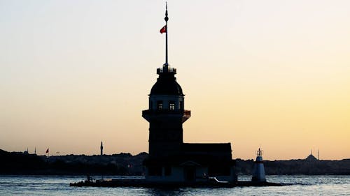 Silhouette of Maiden's Tower at Sunset