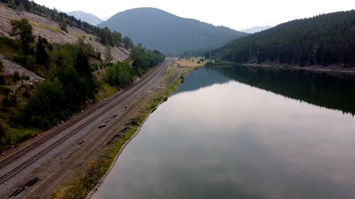 Drone Footage of a Railway and Lake