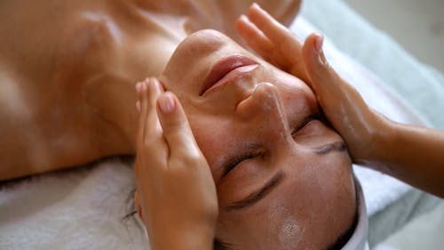 Close Up Video of a Woman Getting Face Massage