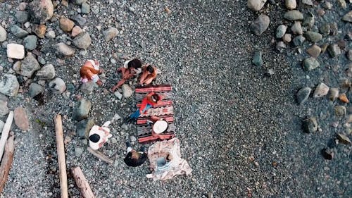 Aerial Footage of People Hanging Out at the Beach