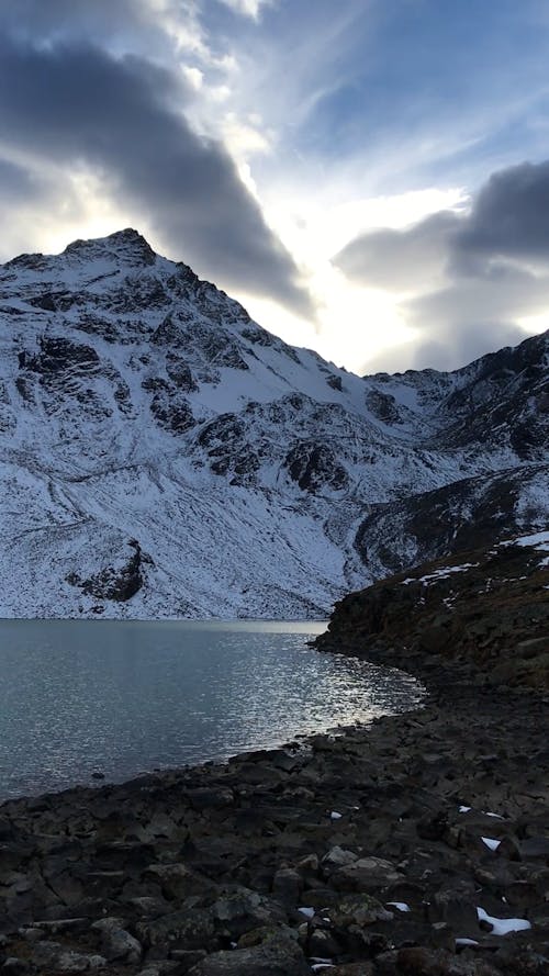 Lake and a Snowy Mountain