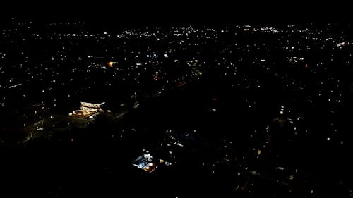 A Drone Shot of a  City at Night