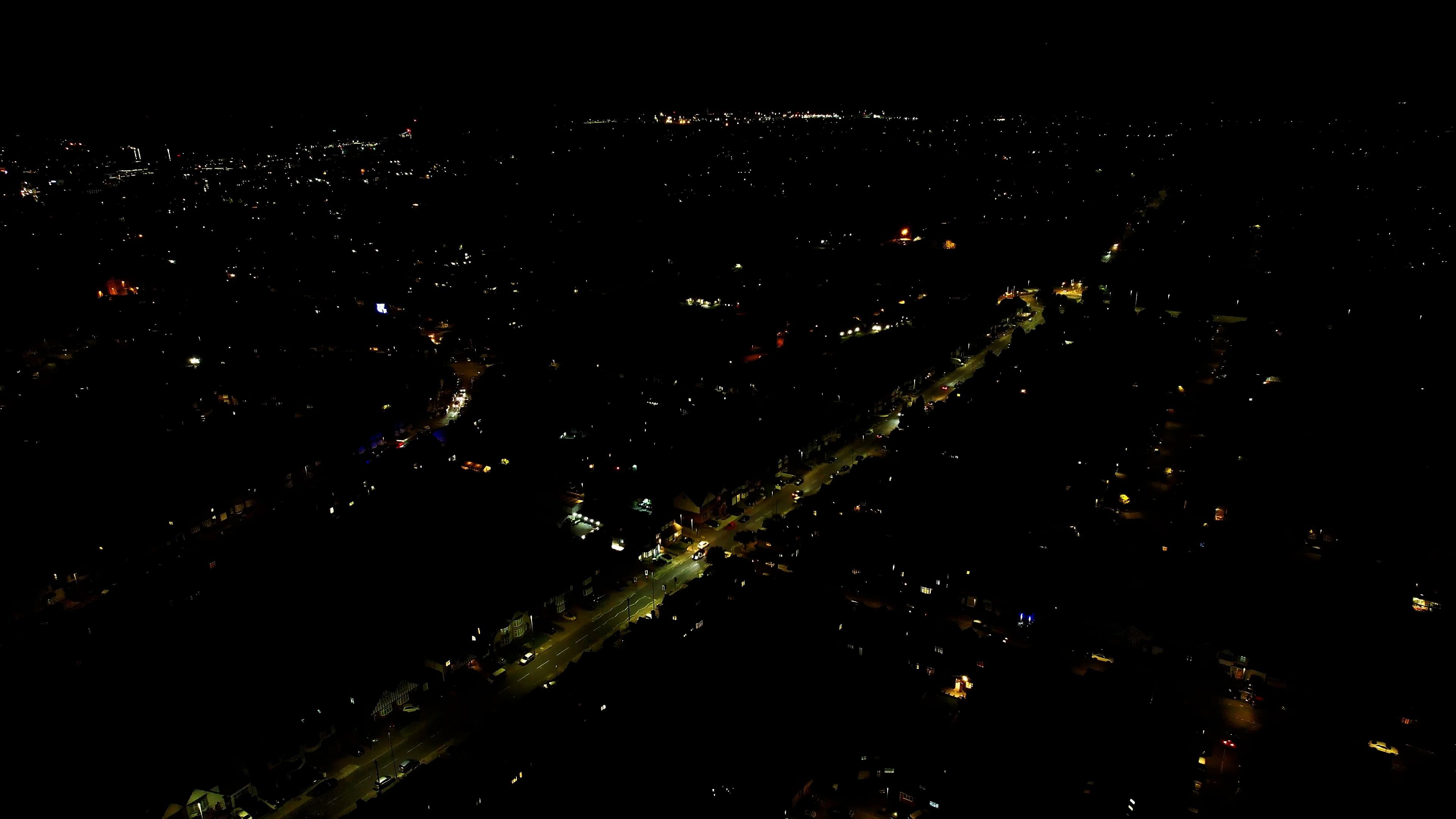 aerial footage of streets at night 9370400