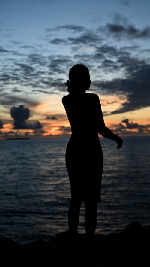 Silhouette of a Woman Standing 