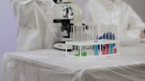 Chemists Working on Colored Liquids