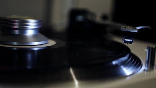 Close Up View Of A Turntable With Vinyl Record Playing Free Stock Video
