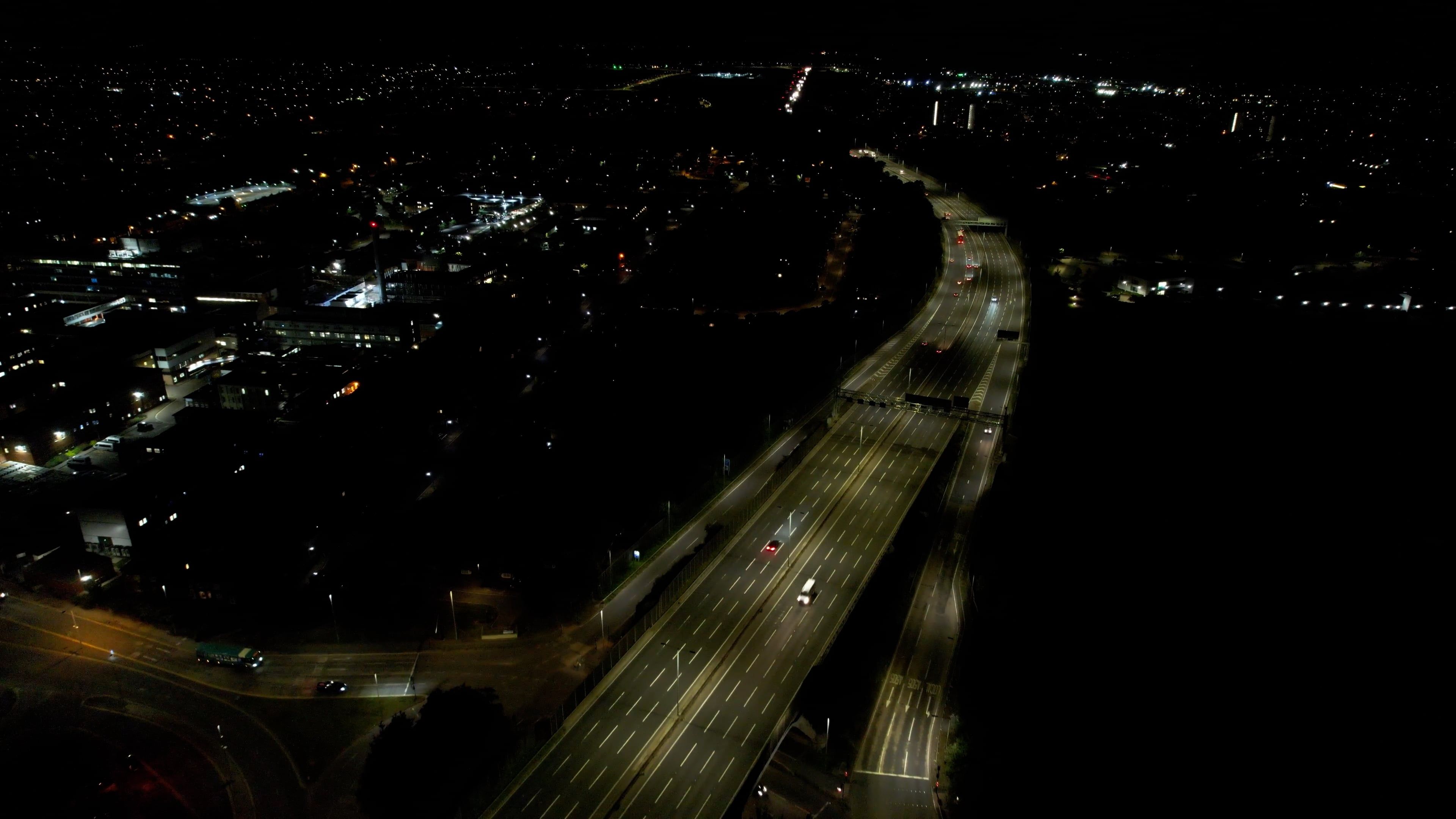 A Drone Footage of Road at Night Free Stock Video Footage, Royalty-Free ...